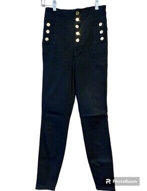 J Brand Little Black Jean Limited Edition Gold Button High Rise Skinny Sz 25